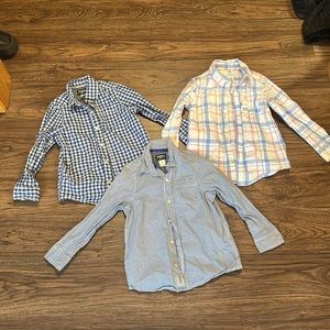 OshKosh B'gosh Boys Button-Down Shirt Trio in Blue, White, and Plaid